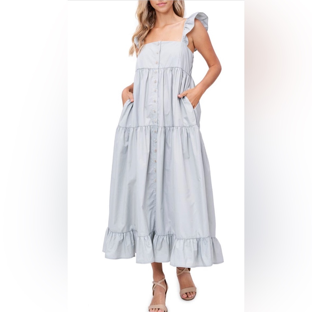 En Saison Fluter Sleeve Tiered Dress XS